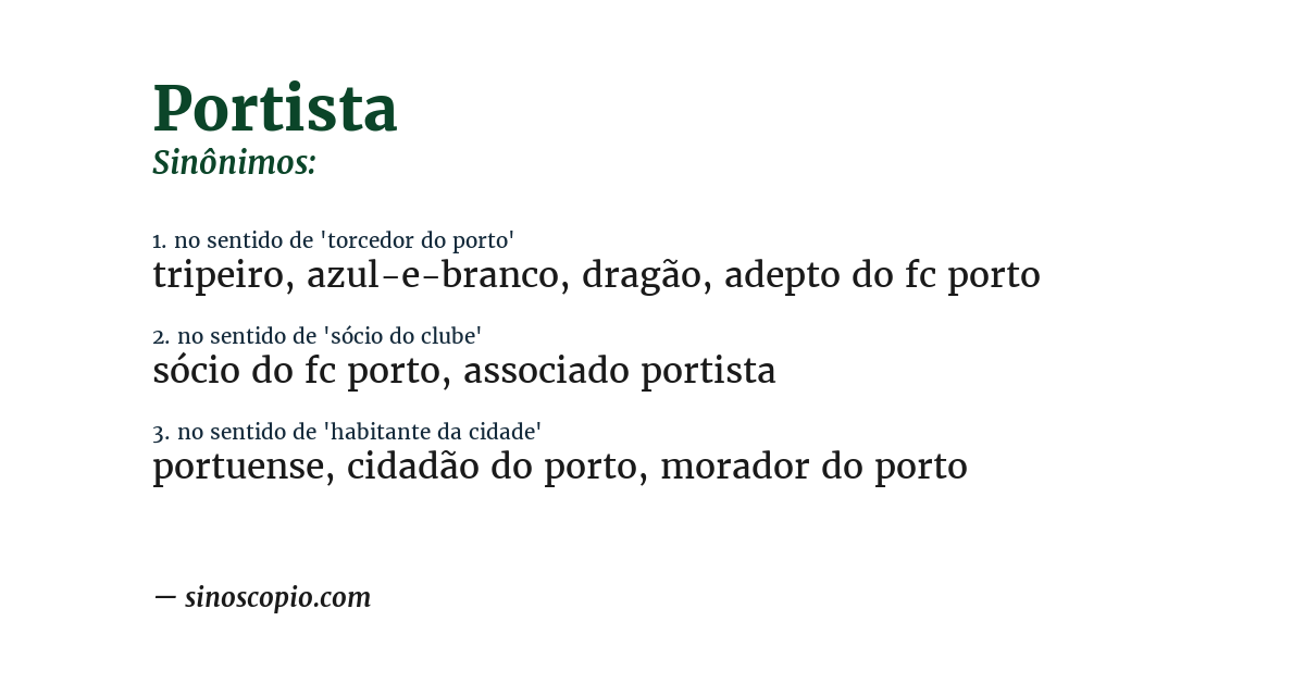 Sinônimo de portista