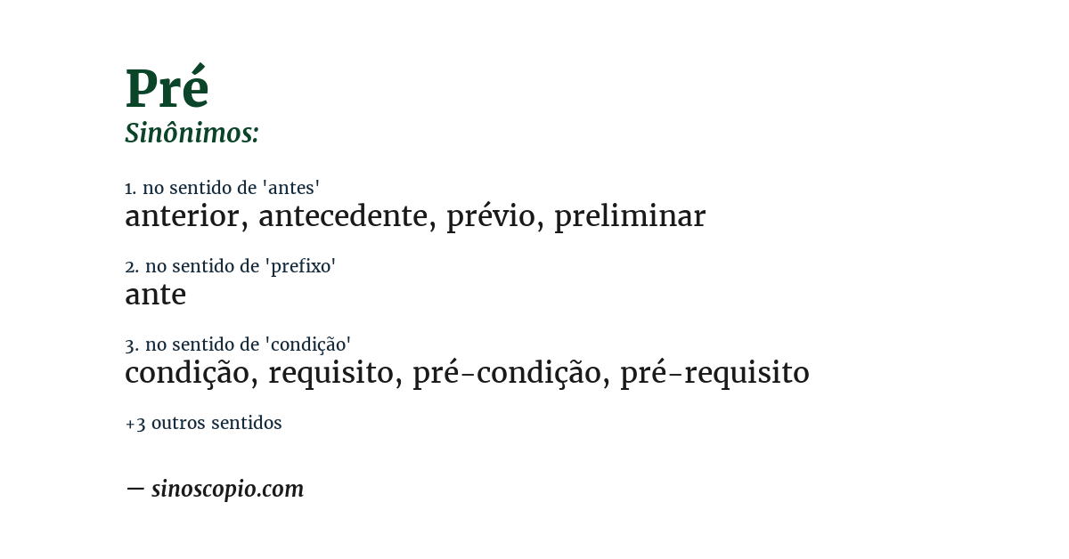 Sinônimo de pré