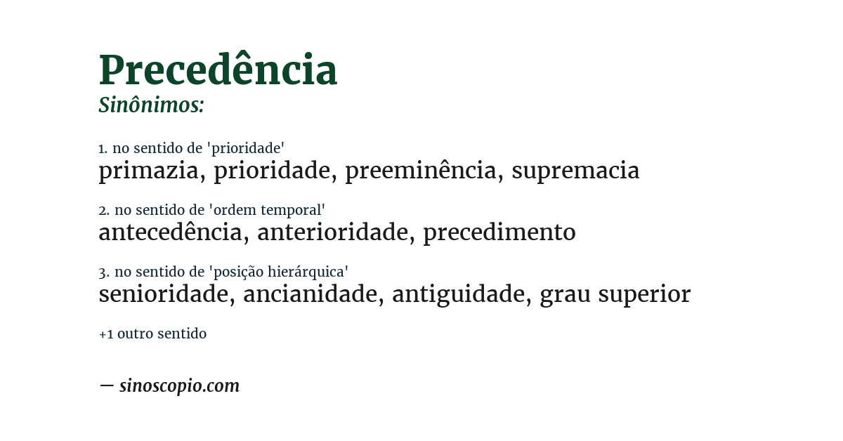 Sinônimo de precedência