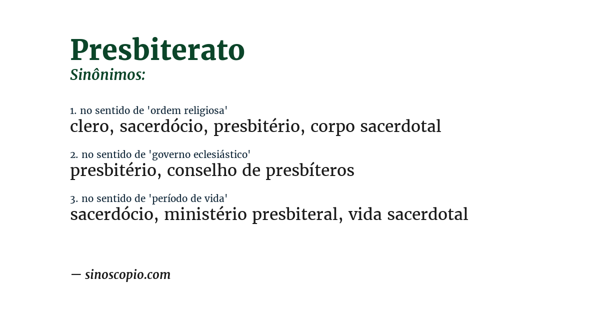Sinônimo de presbiterato