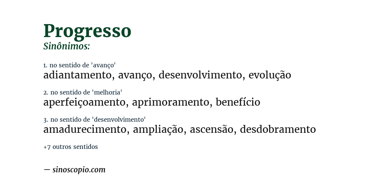 Sinônimo de progresso