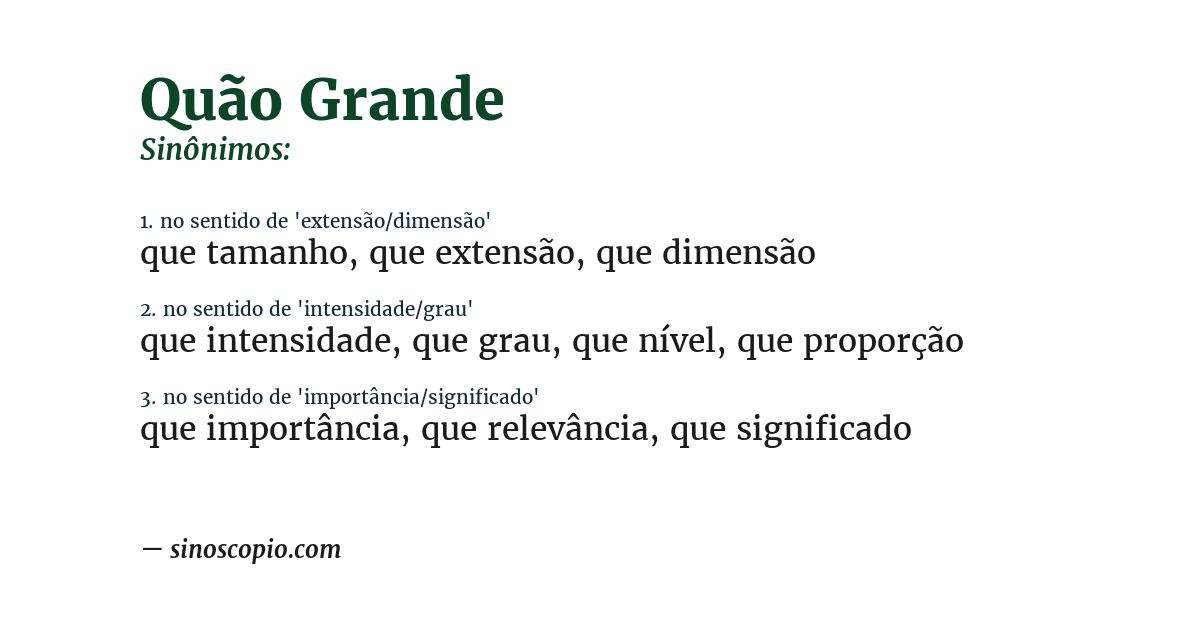 Sinônimo de quão grande