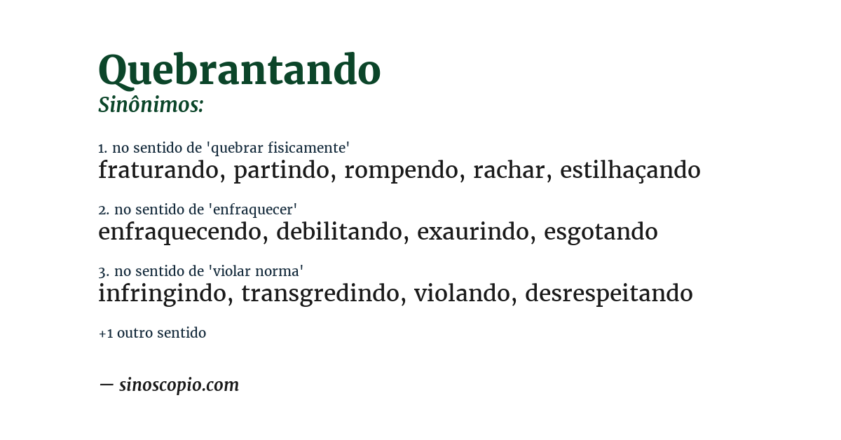 Sinônimo de quebrantando