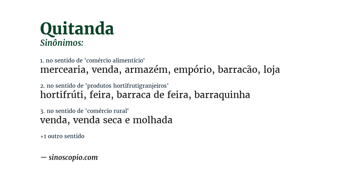 Sinônimo de quitanda