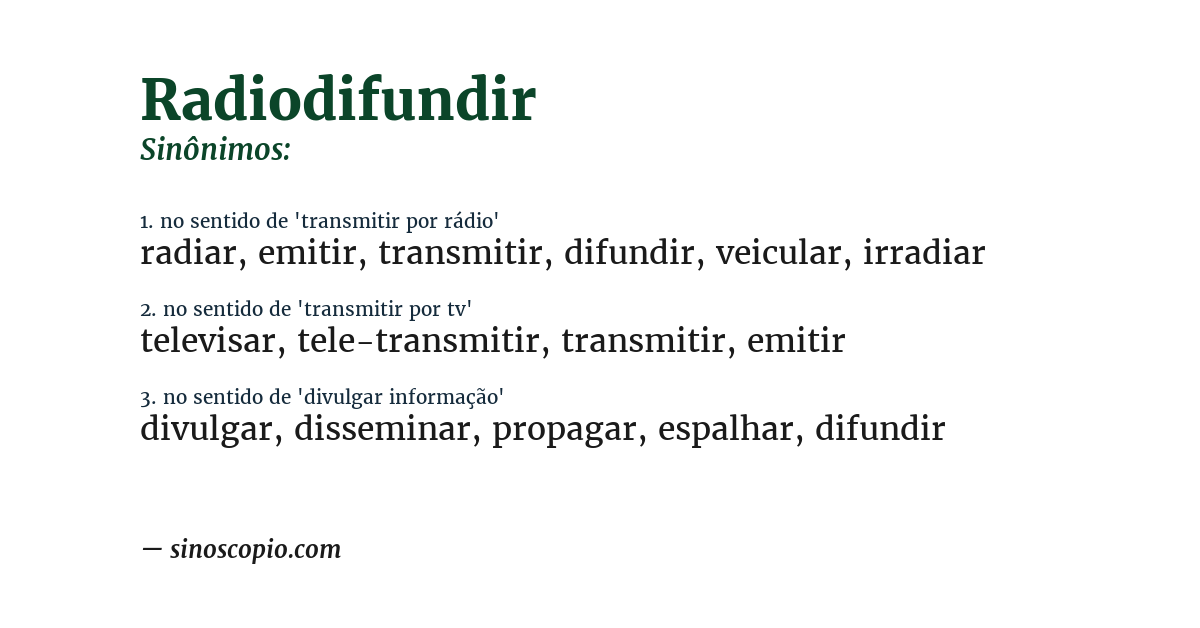 Sinônimo de radiodifundir