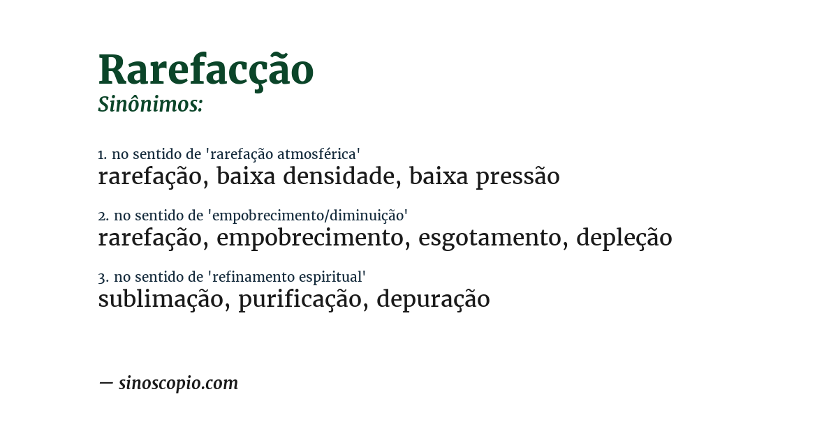 Sinônimo de rarefacção