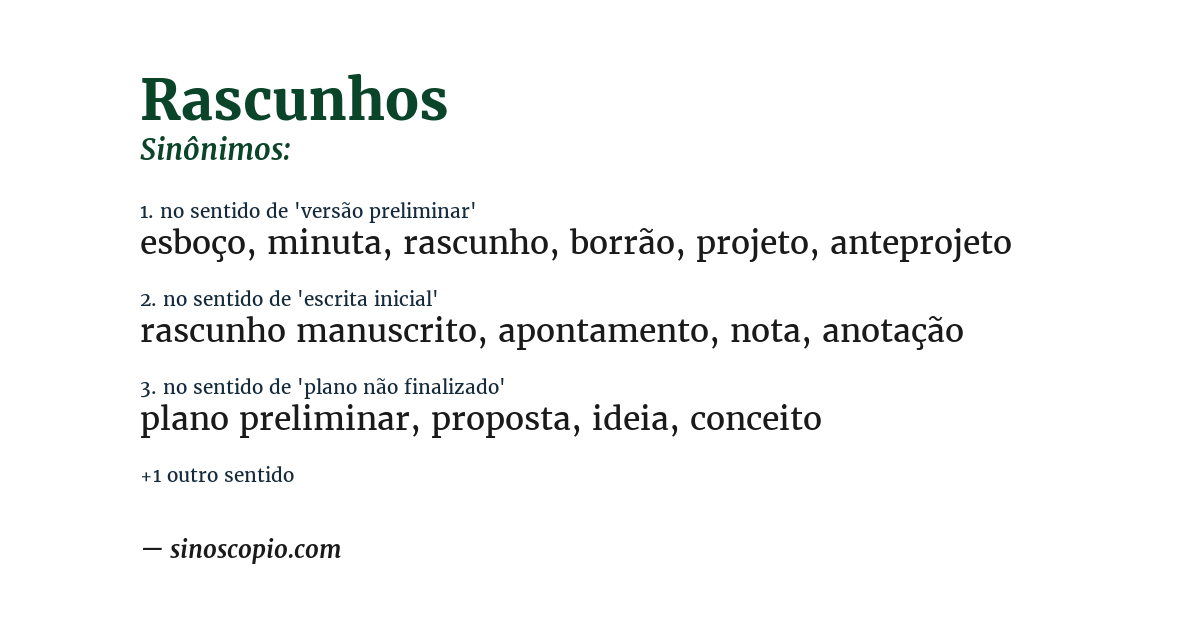 Sinônimo de rascunhos