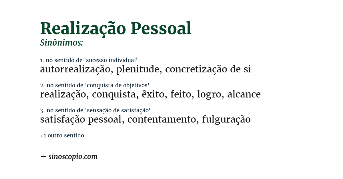 Sinônimo de realização pessoal