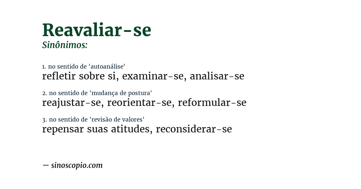 Sinônimo de reavaliar-se