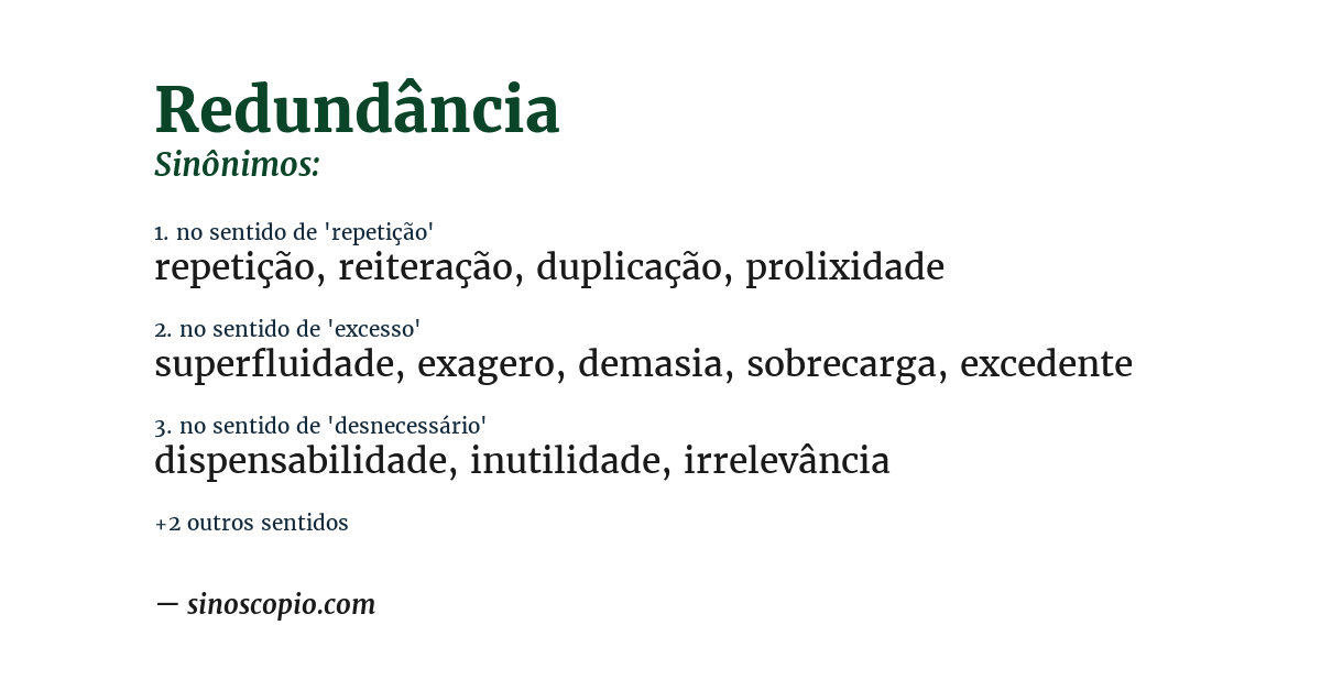 Sinônimo de redundância