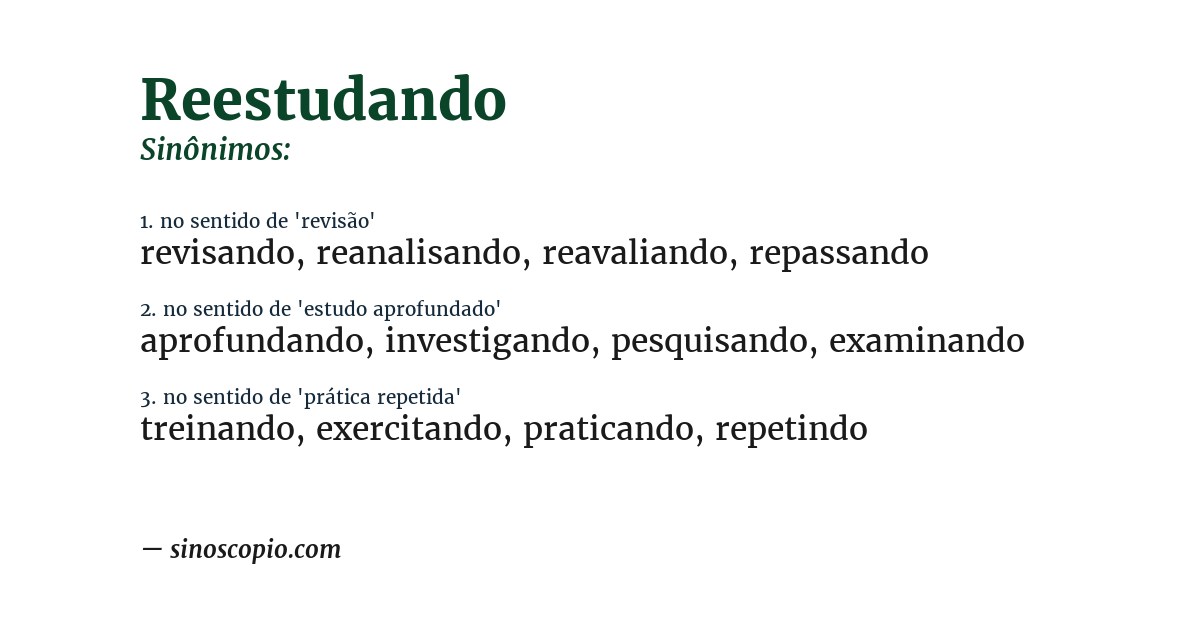 Sinônimo de reestudando