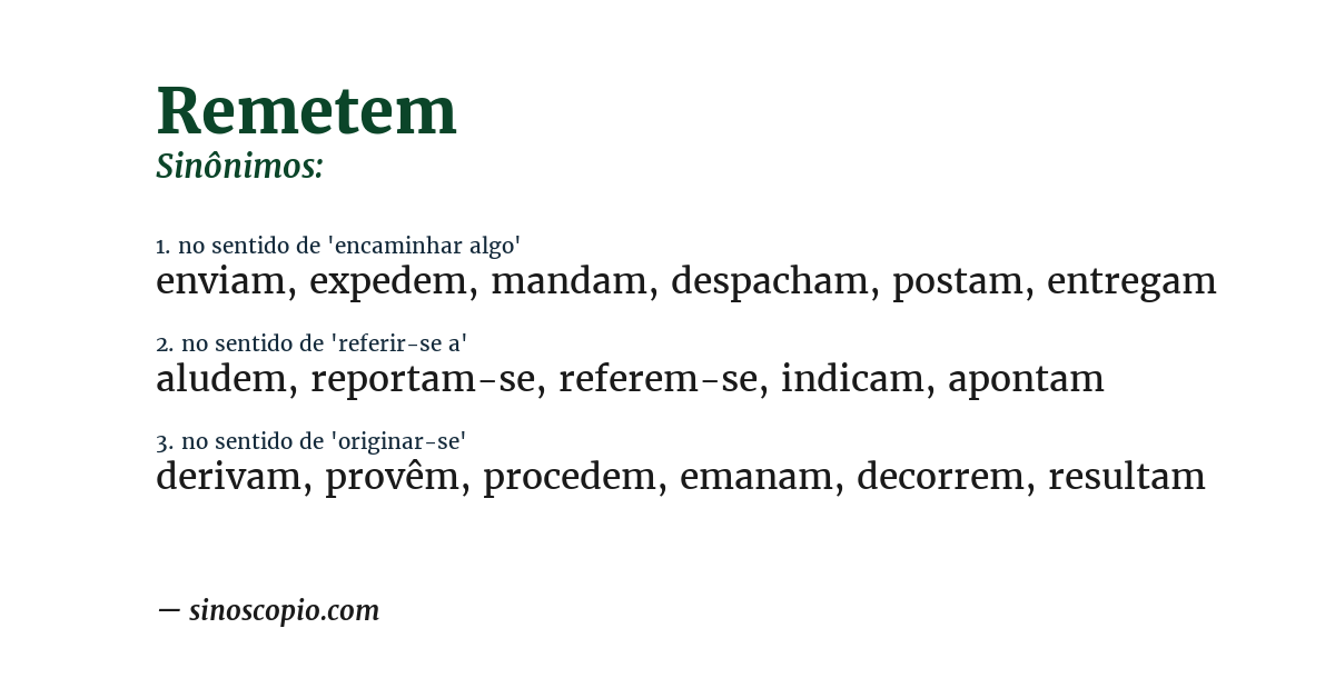 Sinônimo de remetem