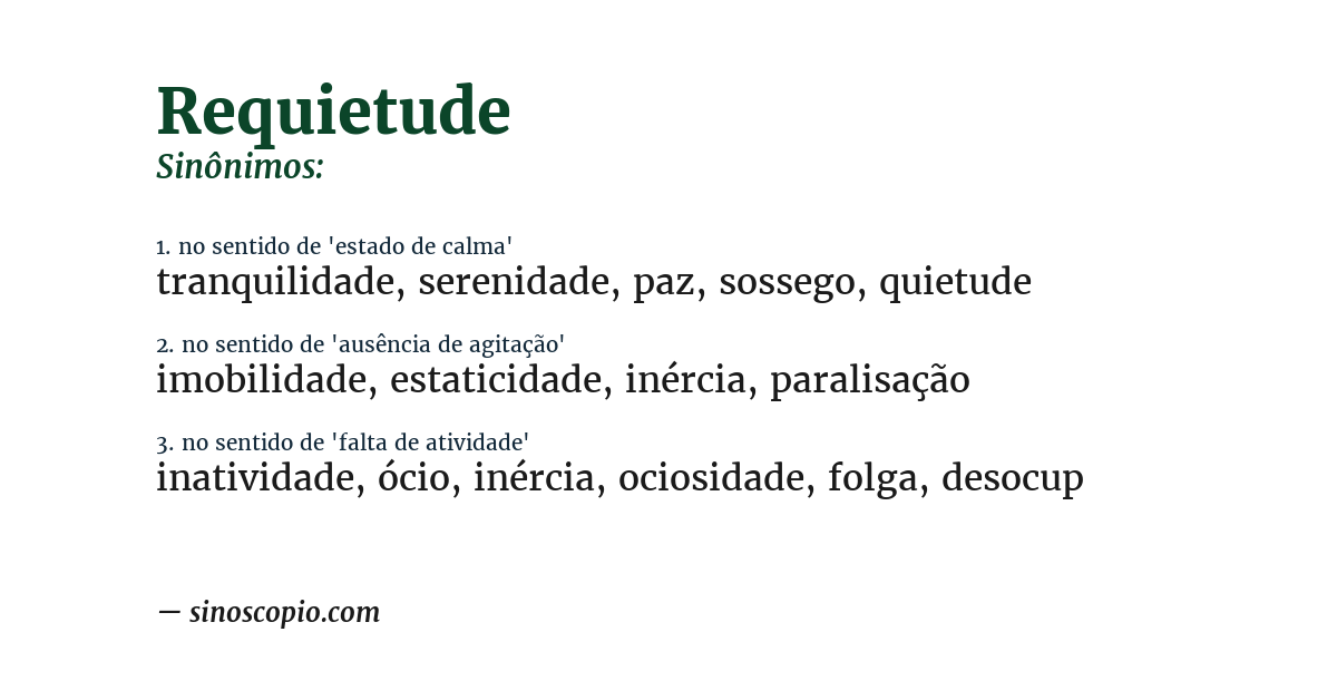 Sinônimo de requietude