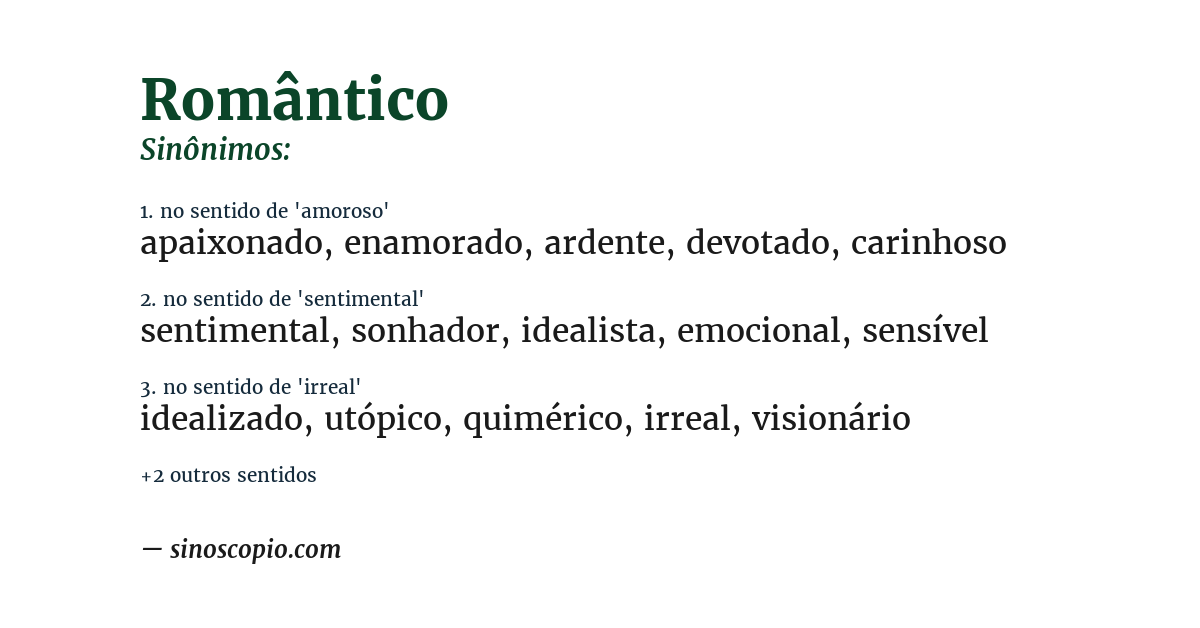 Sinônimo de romântico