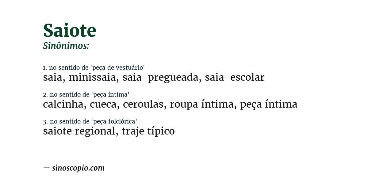 Sinônimo de saiote