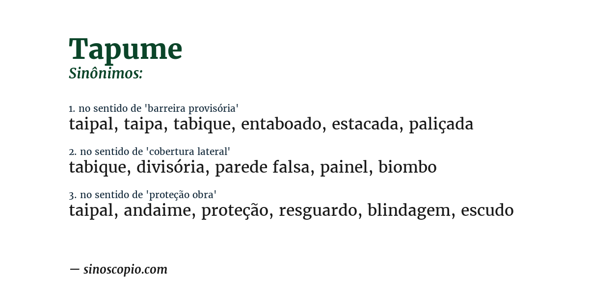 Sinônimo de tapume