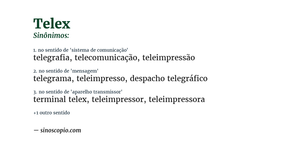 Sinônimo de telex