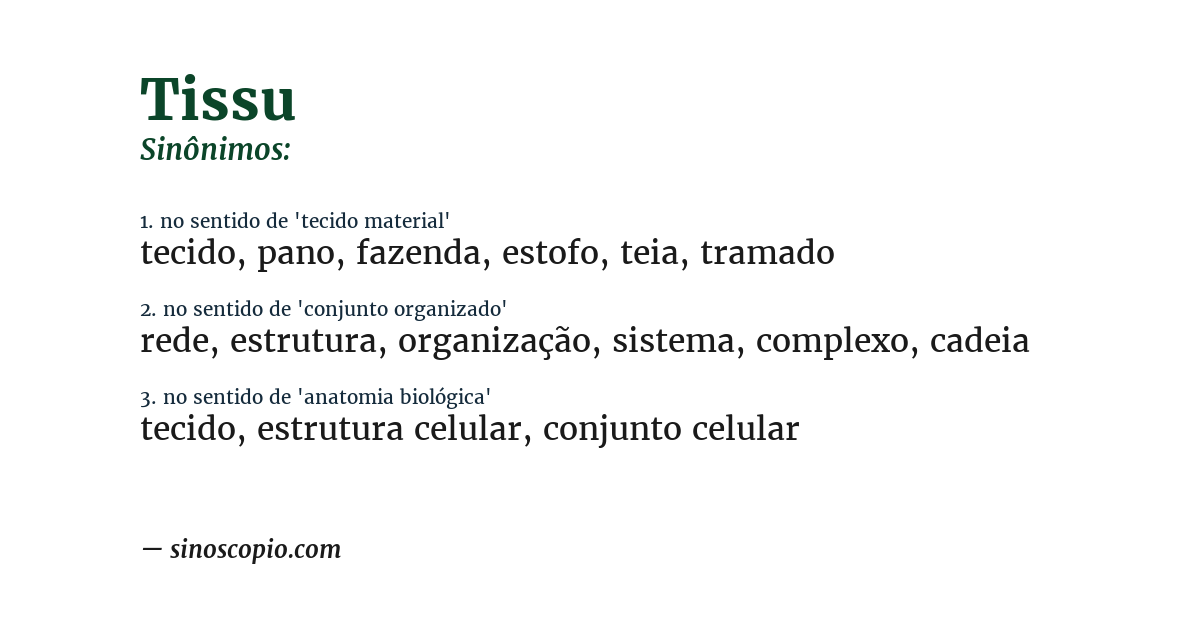 Sinônimo de tissu
