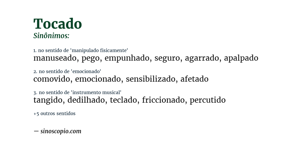 Sinônimo de tocado