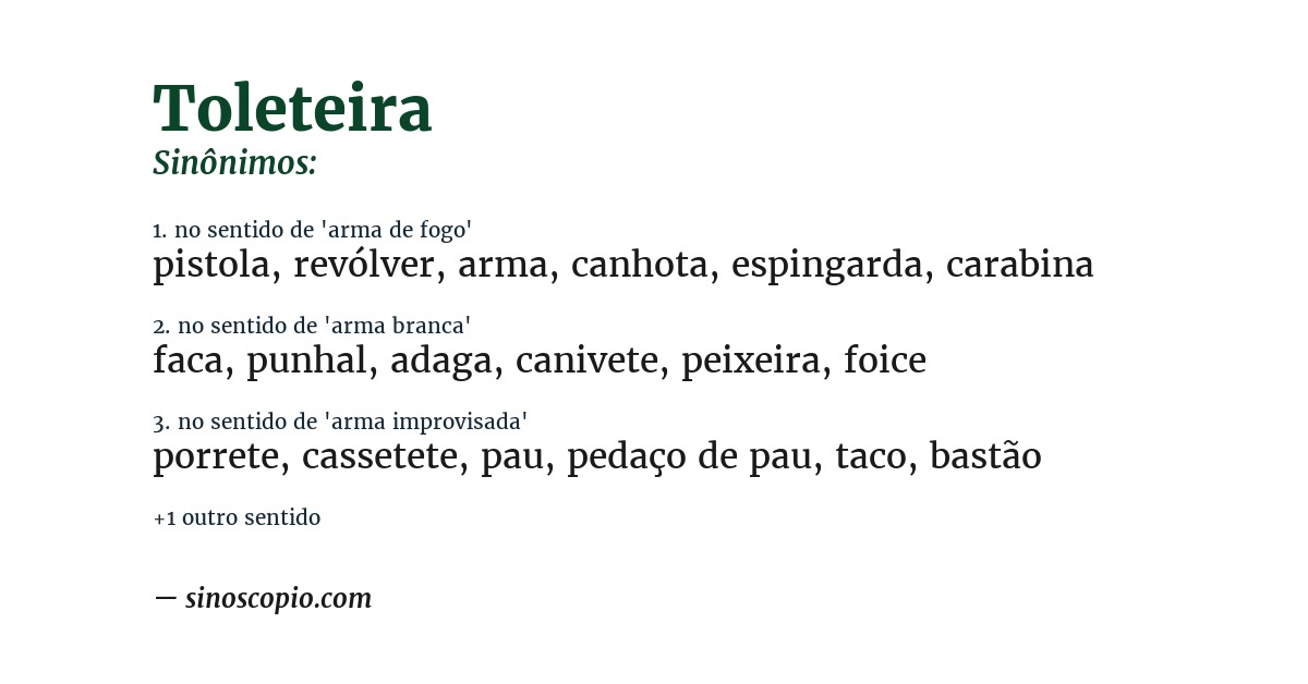 Sinônimo de toleteira