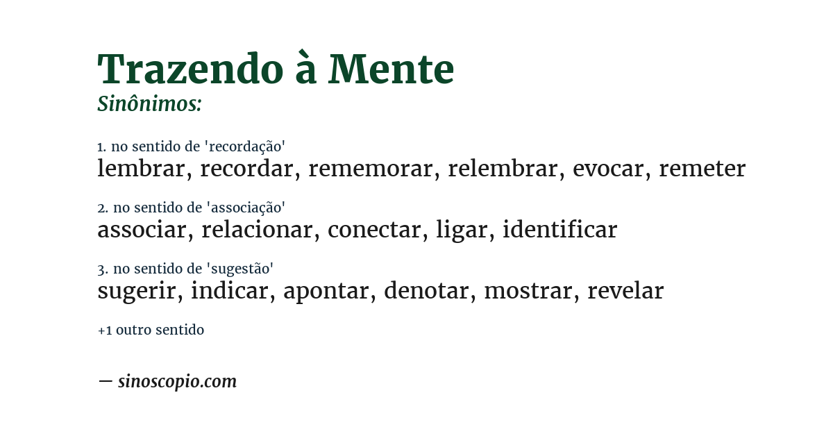 Sinônimo de trazendo à mente