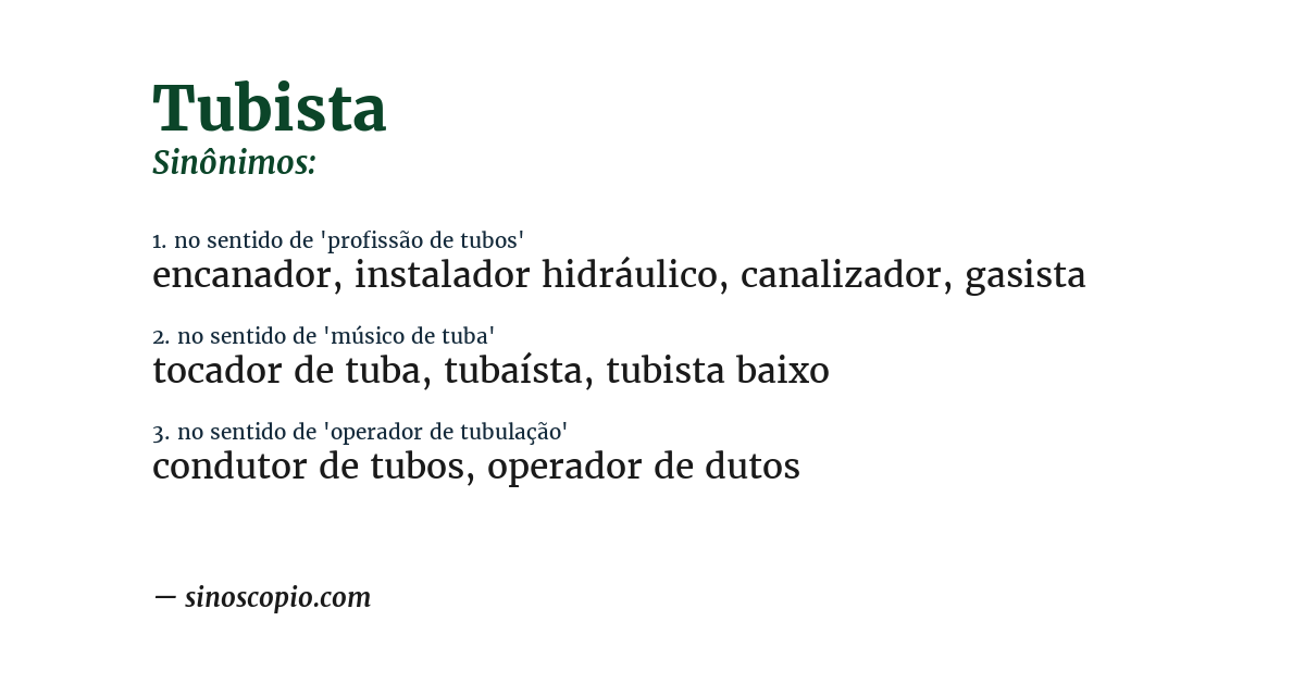 Sinônimo de tubista