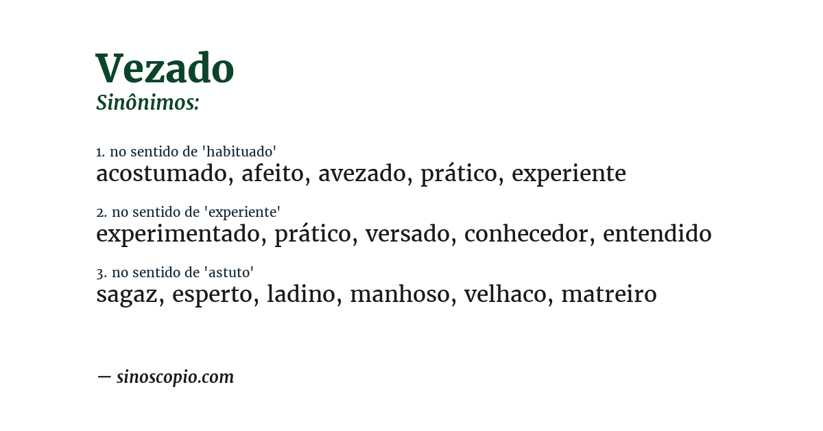 Sinônimo de vezado