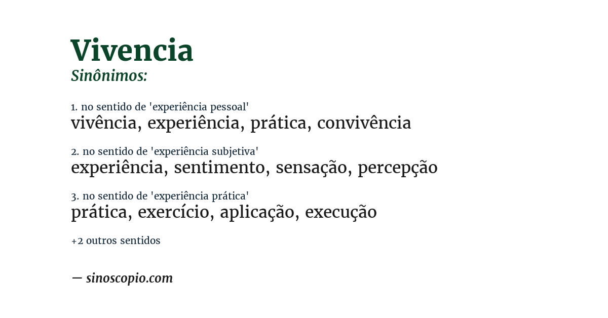 Sinônimo de vivencia
