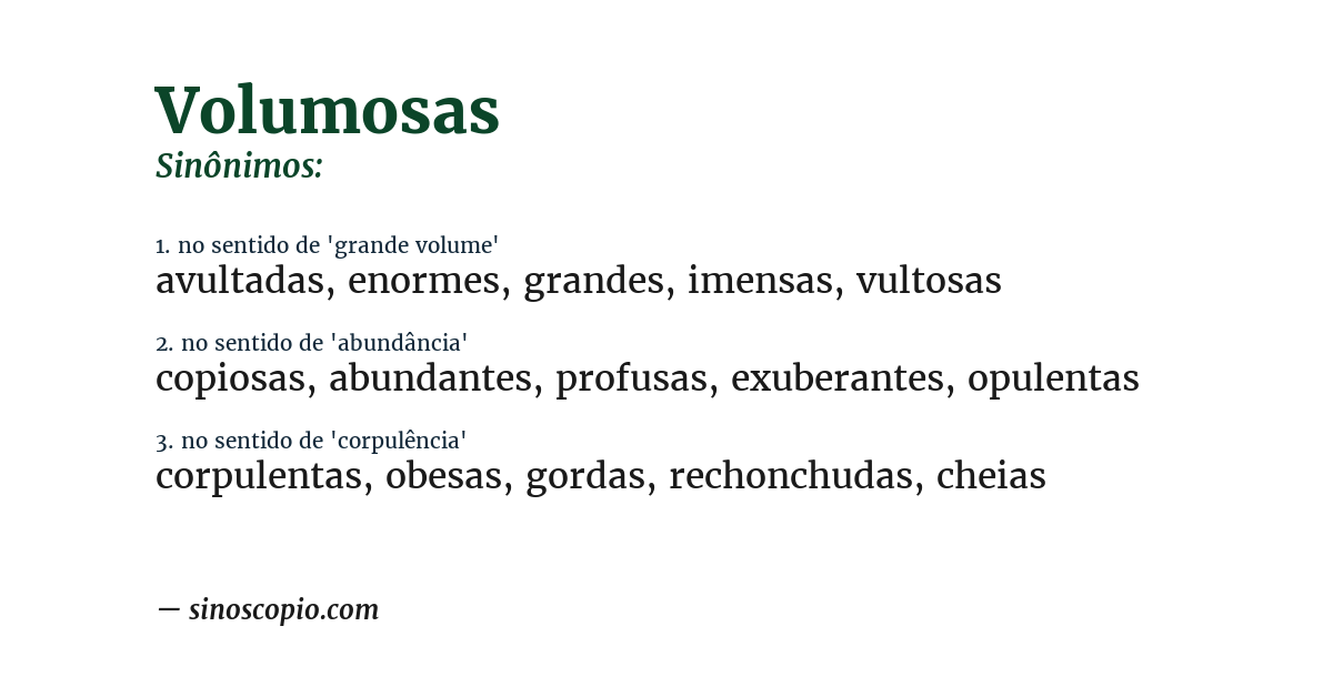 Sinônimo de volumosas