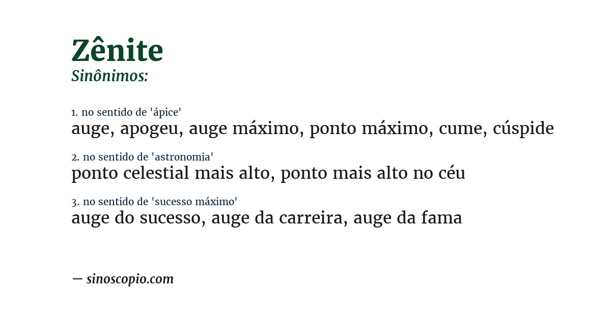 Sinônimo de zênite