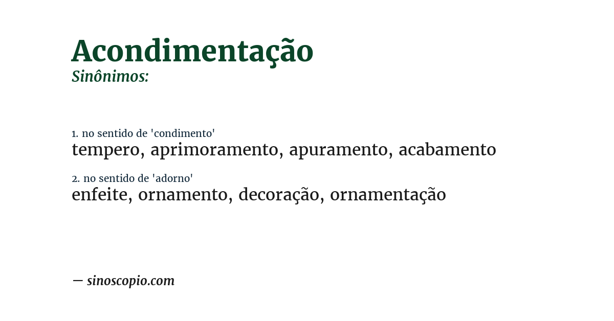 Sinônimo de acondimentação