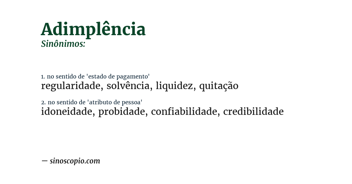 Sinônimo de adimplência
