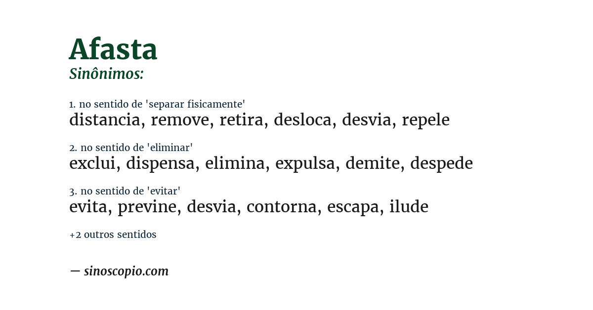 Sinônimo de afasta