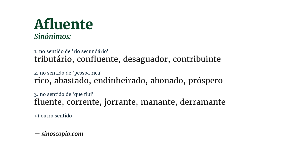 Sinônimo de afluente