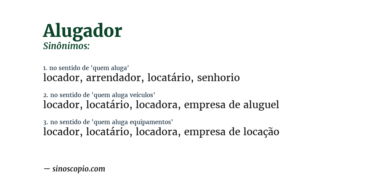 Sinônimo de alugador