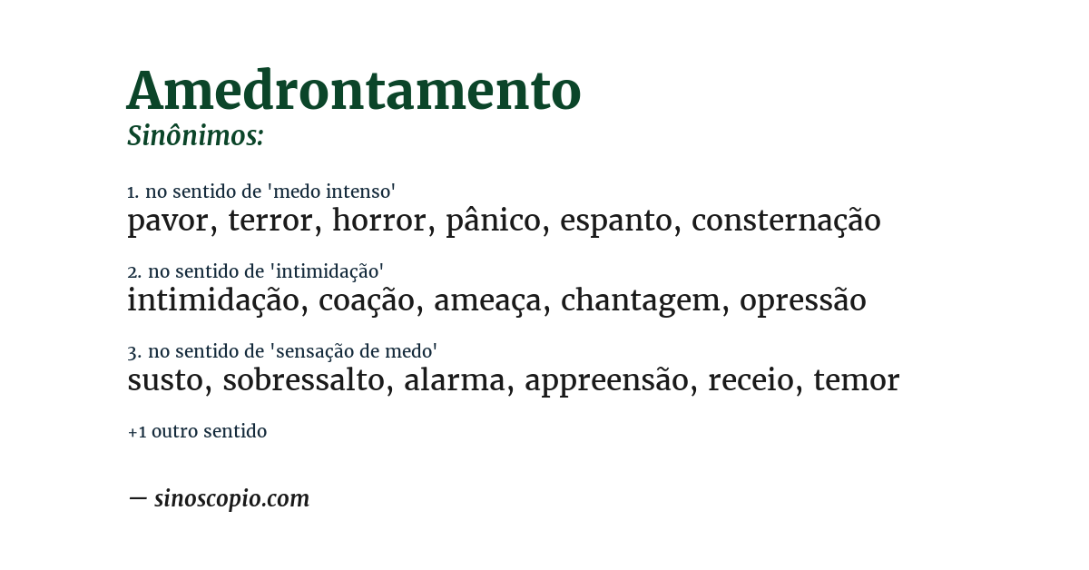 Sinônimo de amedrontamento