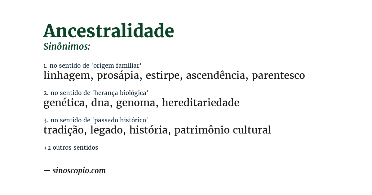Sinônimo de ancestralidade