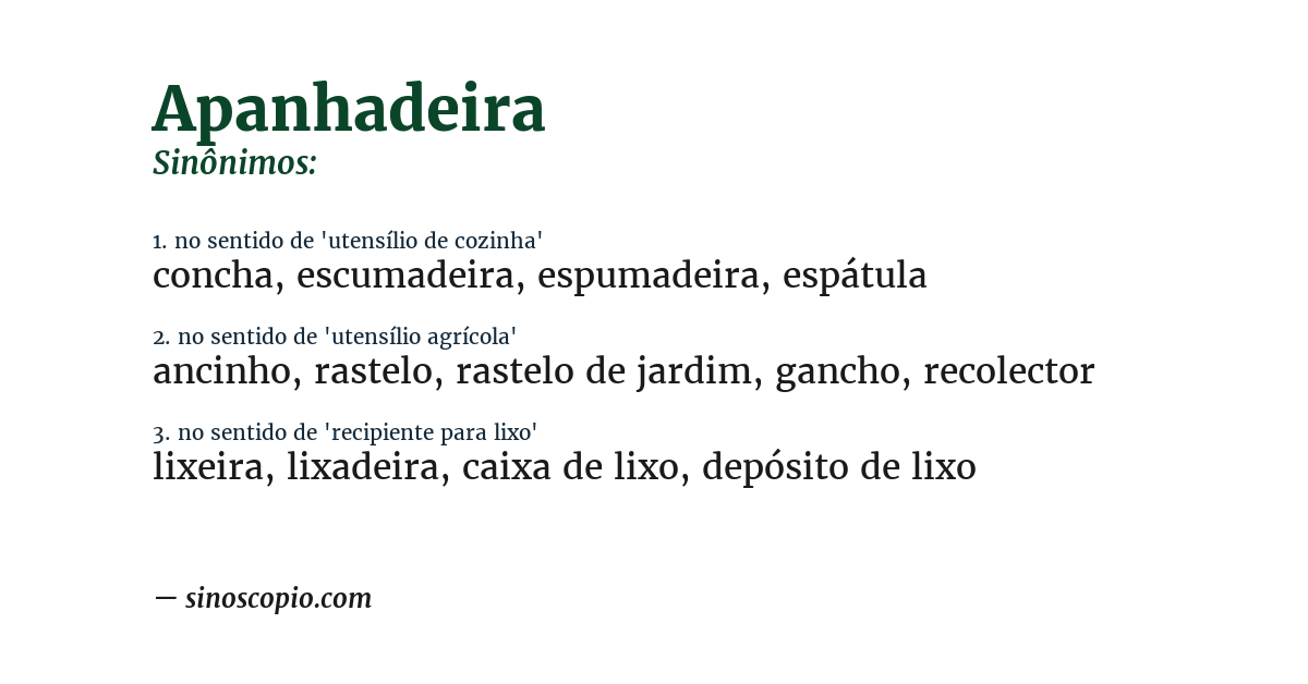 Sinônimo de apanhadeira