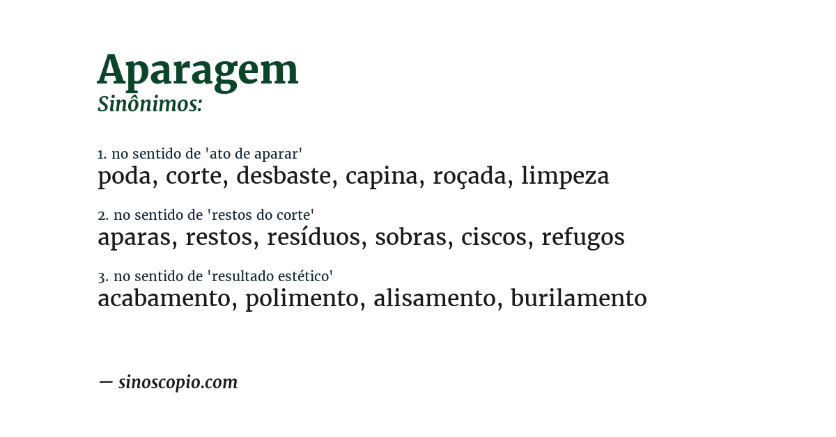 Sinônimo de aparagem