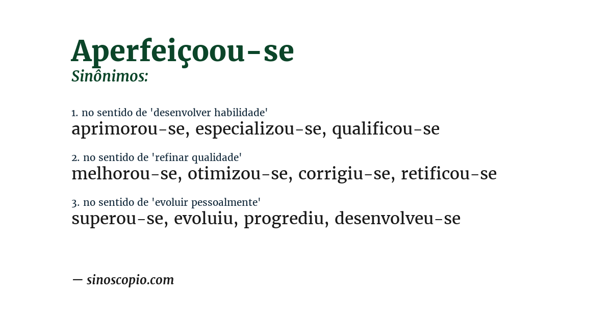 Sinônimo de aperfeiçoou-se