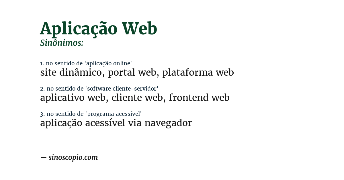 Sinônimo de aplicação web