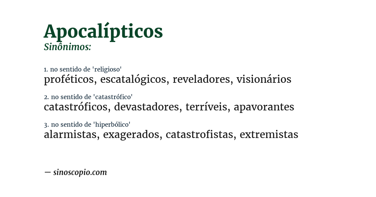 Sinônimo de apocalípticos