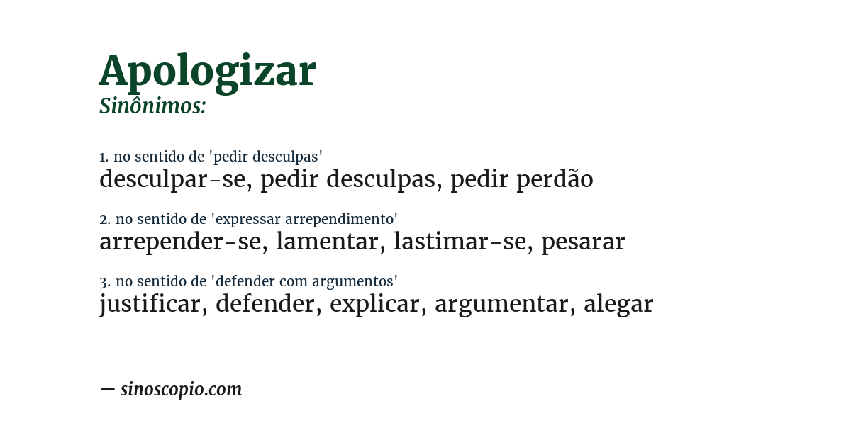 Sinônimo de apologizar