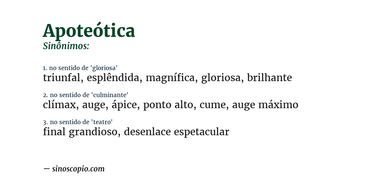 Sinônimo de apoteótica