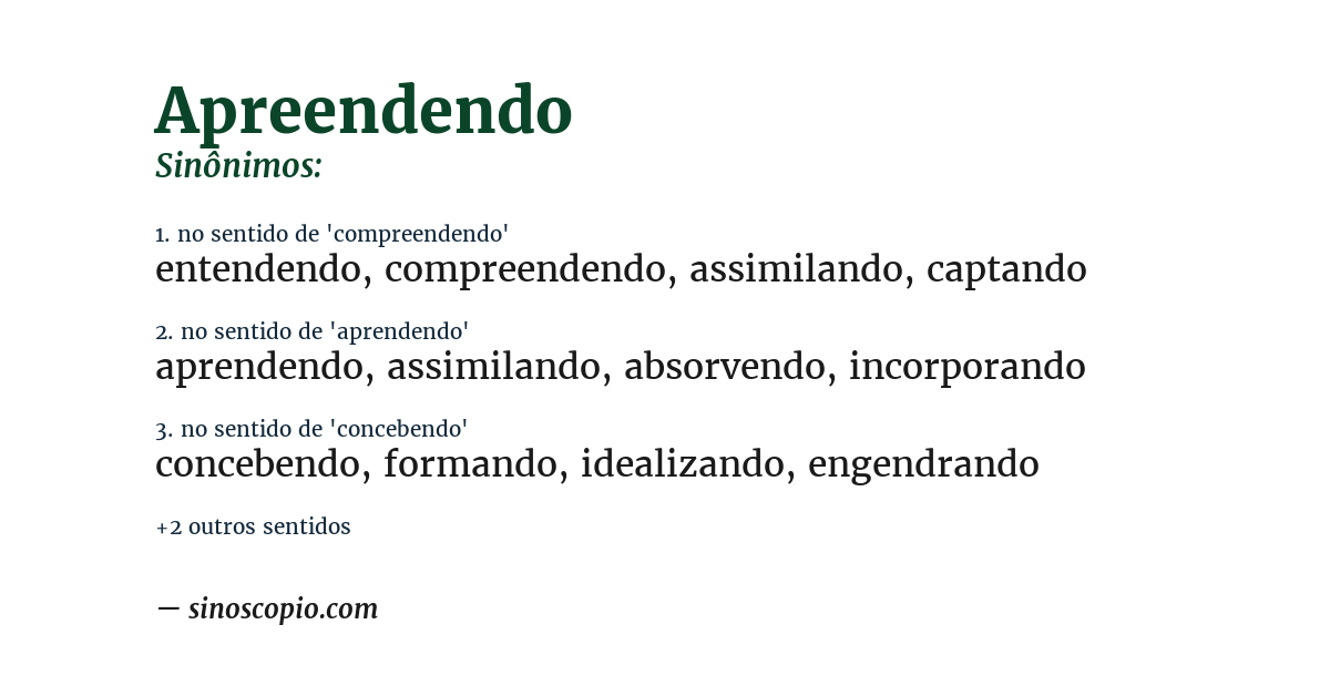 Sinônimo de apreendendo