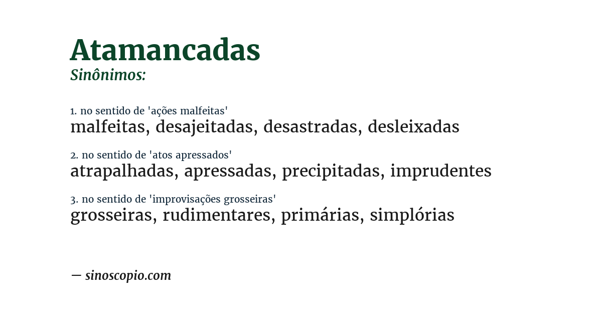 Sinônimo de atamancadas