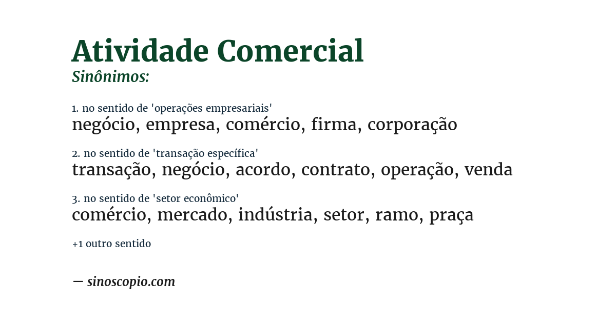 Sinônimo de atividade comercial