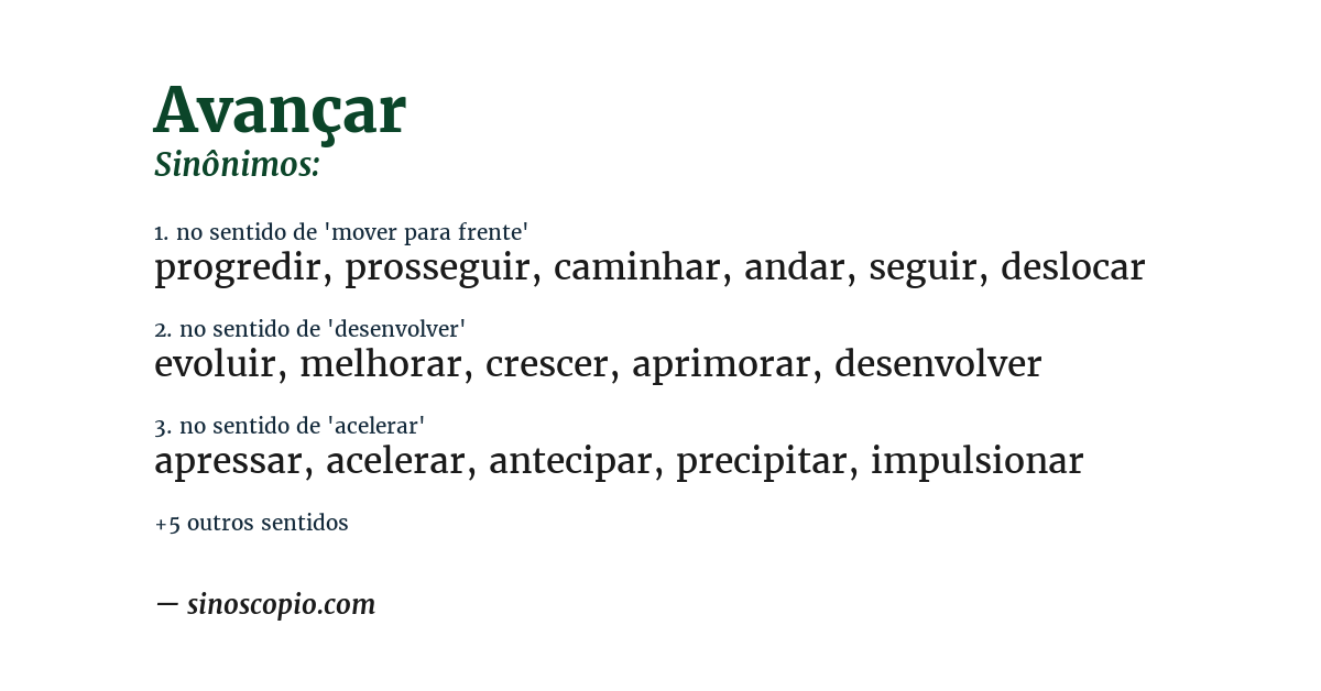 Sinônimo de avançar