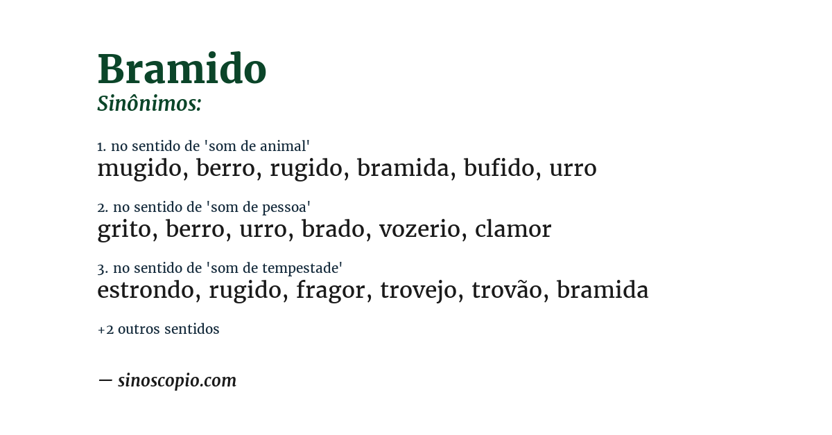 Sinônimo de bramido