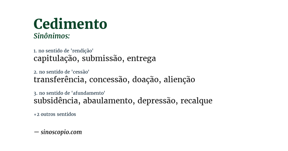 Sinônimo de cedimento